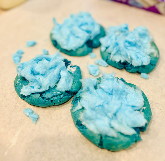 Blue Raspberry cotton candy  cookies 4 pack only